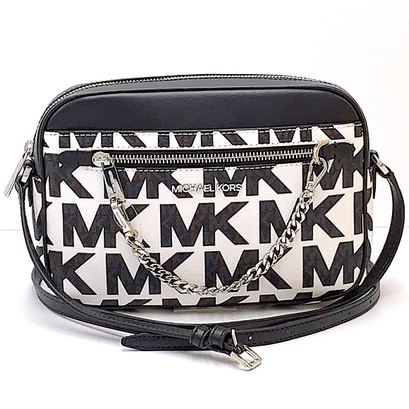Michael Kors Handbags - MICHAEL KORS LARGE EAST WEST ZIP CHAIN XBODY OPTIC WHITE